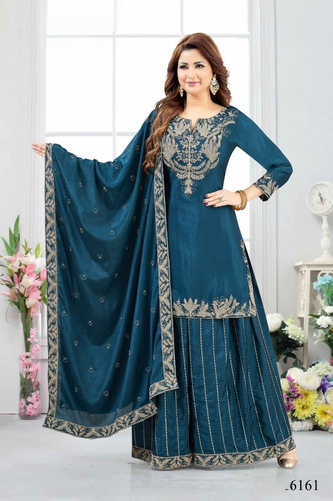 Joban Fashion Chinon Blue Color Kurta Set | Grocsy
