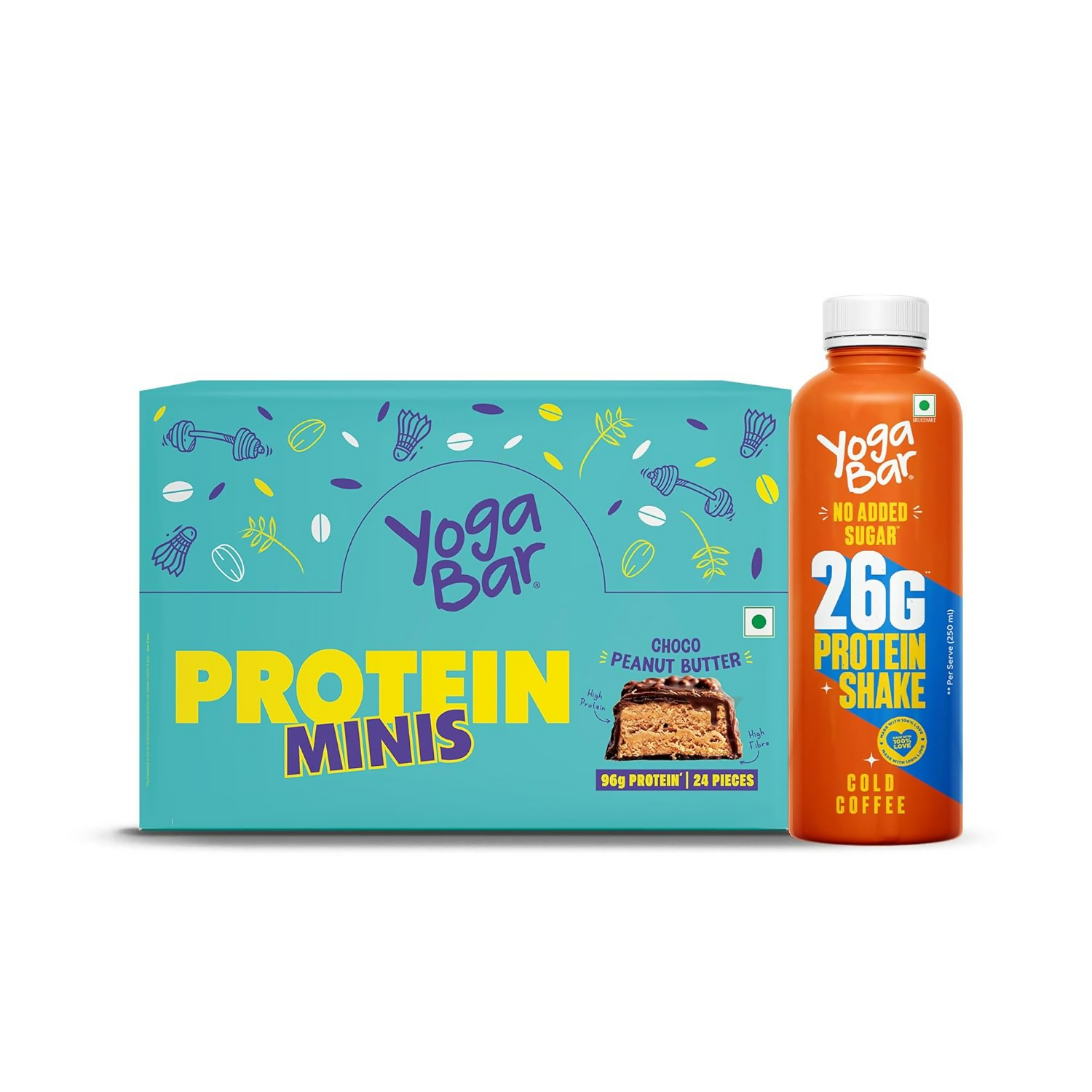Yoga Bar Protein Minis Choco Peanut Butter, 24 Pieces, Cold Coffee Protein Shake | Grocsy
