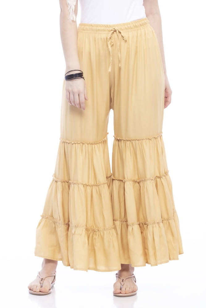 Mominos Fashion Reyon Cotton Golden Palazzo | Grocsy