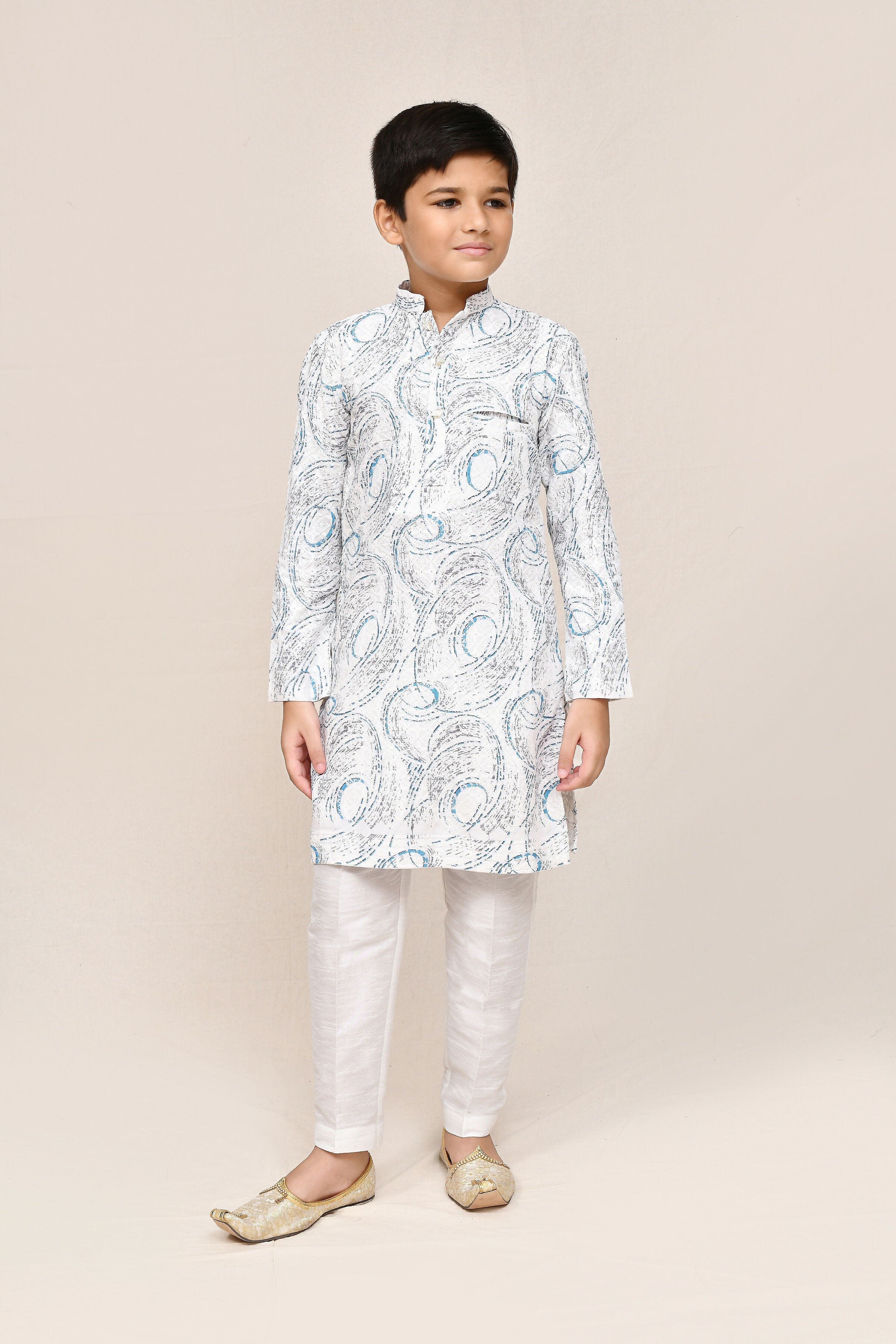 Joban Fashion Cotton Based Full Embroidered Work White Kurta With Straight Fit Pant | Grocsy