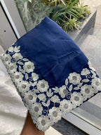 Teeya Creation New Trendy Stylish Party Wear Silk Saree-Dark_Navy_Blue | Grocsy