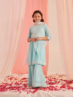 Joban Fashion Girl's Sky Blue Color Palazzo Set | Grocsy