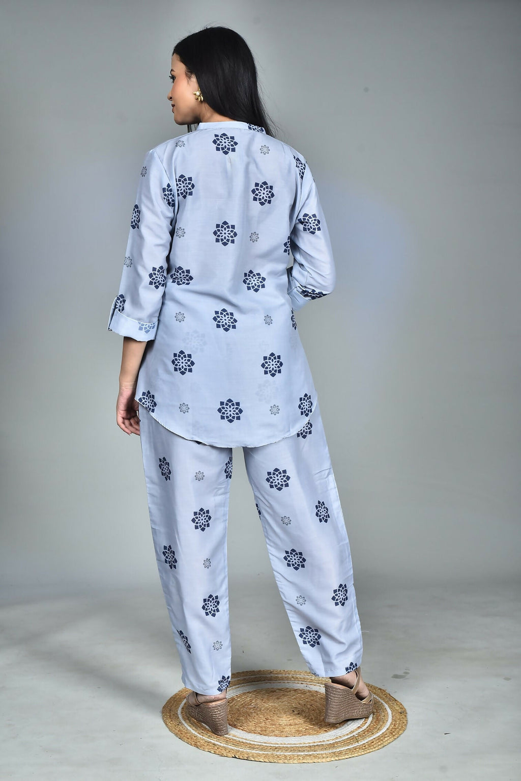 Morchari Digital Print Semi Muslin Co-Ord Set Top & Trouser-Multicolor | Grocsy