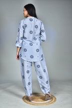 Morchari Digital Print Semi Muslin Co-Ord Set Top & Trouser-Multicolor | Grocsy