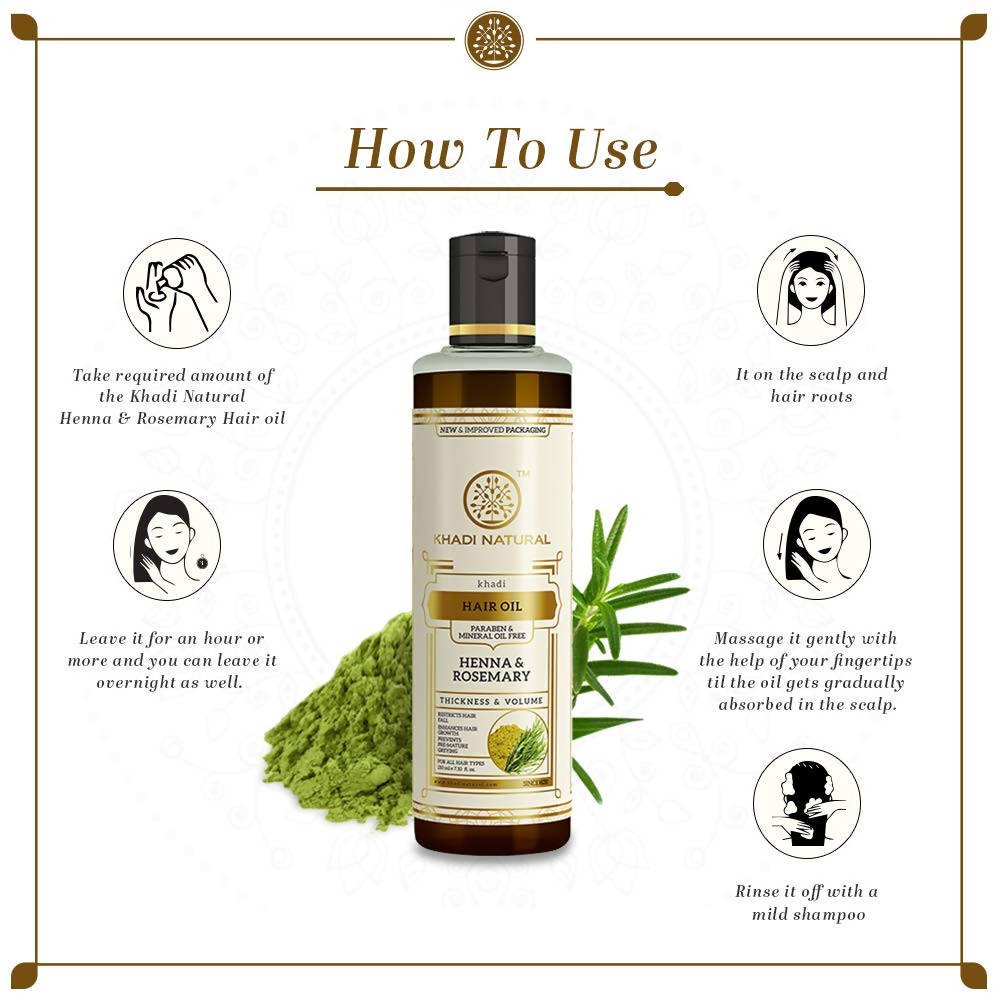 Khadi Natural Henna & Rosemary Herbal Hair Oil | Grocsy