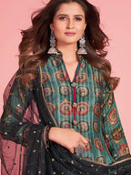 Myra Multicolour Pure Dola Silk Designer Gown Style Suit | Grocsy