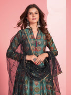 Myra Multicolour Pure Dola Silk Designer Gown Style Suit | Grocsy