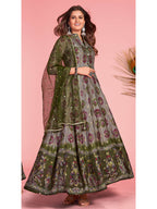 Myra Multicolour Pure Dola Silk Designer Gown Style Suit | Grocsy