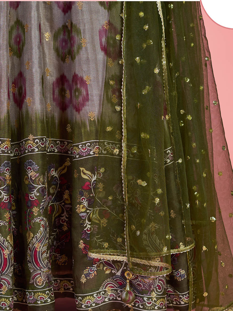 Myra Multicolour Pure Dola Silk Designer Gown Style Suit | Grocsy