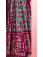 Myra Multicolour Pure Dola Silk Designer Gown Style Suit | Grocsy