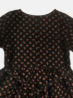 Ahalyaa Black Color Crepe Printed kids Kurta Palazzo Set For Girls | Grocsy