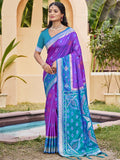 Anaita Violet Silk Saree With Blouse Piece | Grocsy
