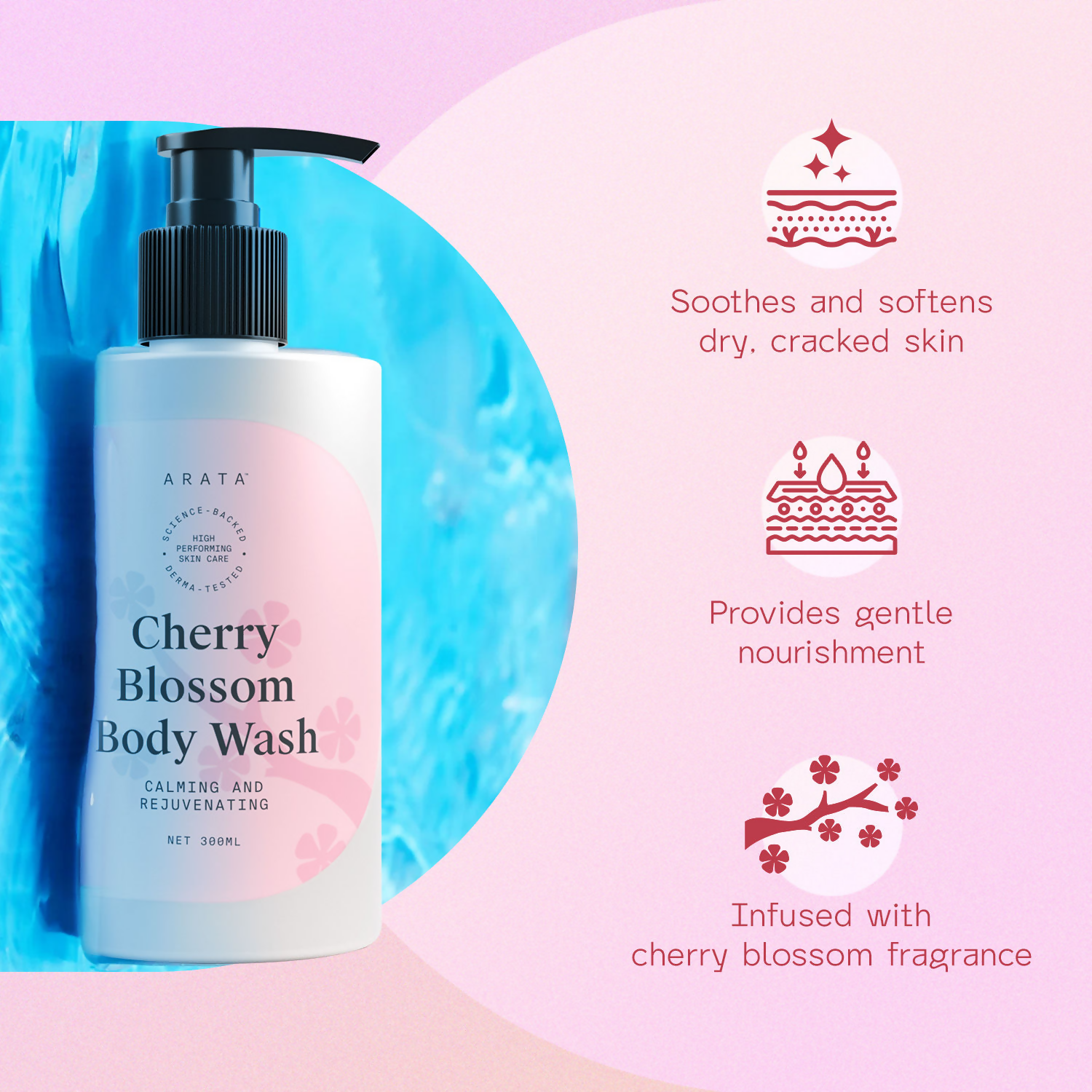 Arata Body Wash Nourishing Calming And Rejuvenating - Cherry Blossom | Grocsy