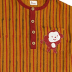 Mhyssa Kong Full sleeve Orange Kurta with Maroon Shorts Set For Kids | Grocsy