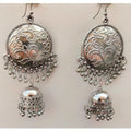 MS Fashion India Fashion Collection Chandbali Silver Oxidized Jhumka Tassel Dangler Earrings | Grocsy