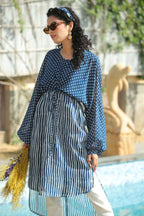 Juniper Women Navy Georgette Bandhani High-Low Tunic | Grocsy