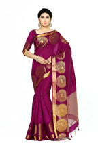 Mimosa Women's Purple Tussar Silk Banarasi Saree | Grocsy