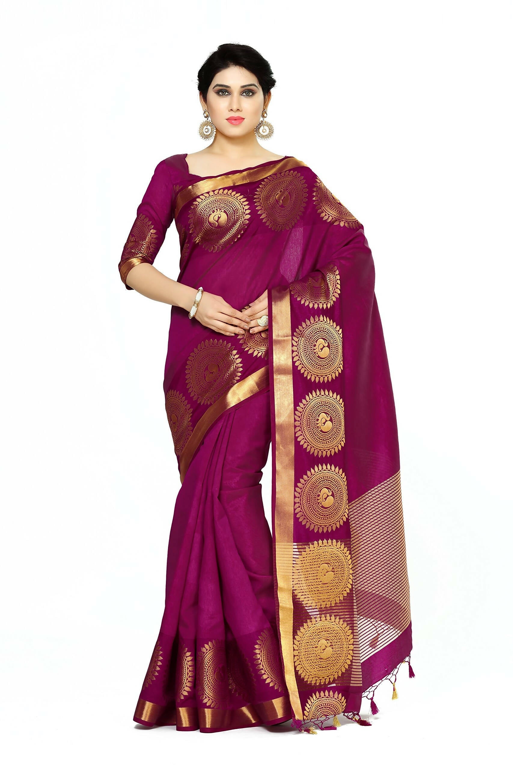 Mimosa Women's Purple Tussar Silk Banarasi Saree | Grocsy