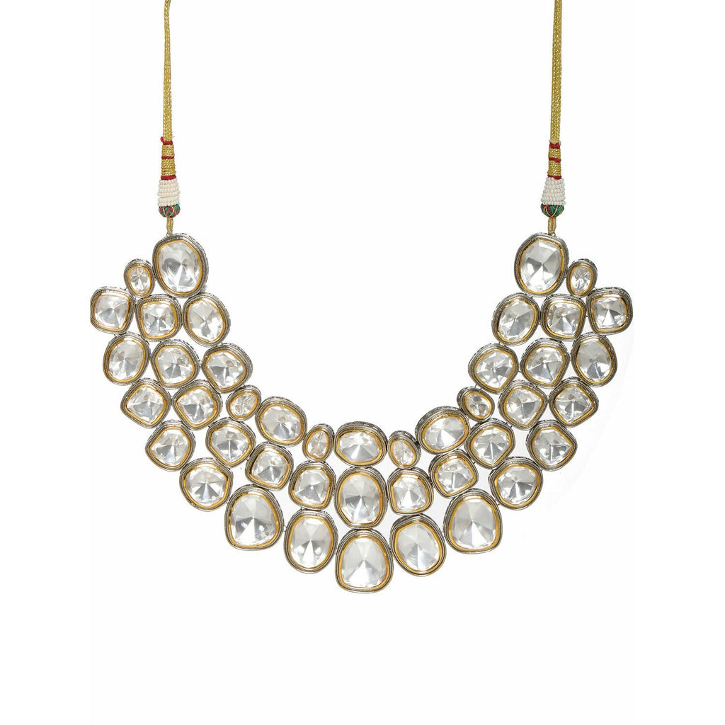 Maharani Layered Choker (Silver) - Ruby Raang | Grocsy