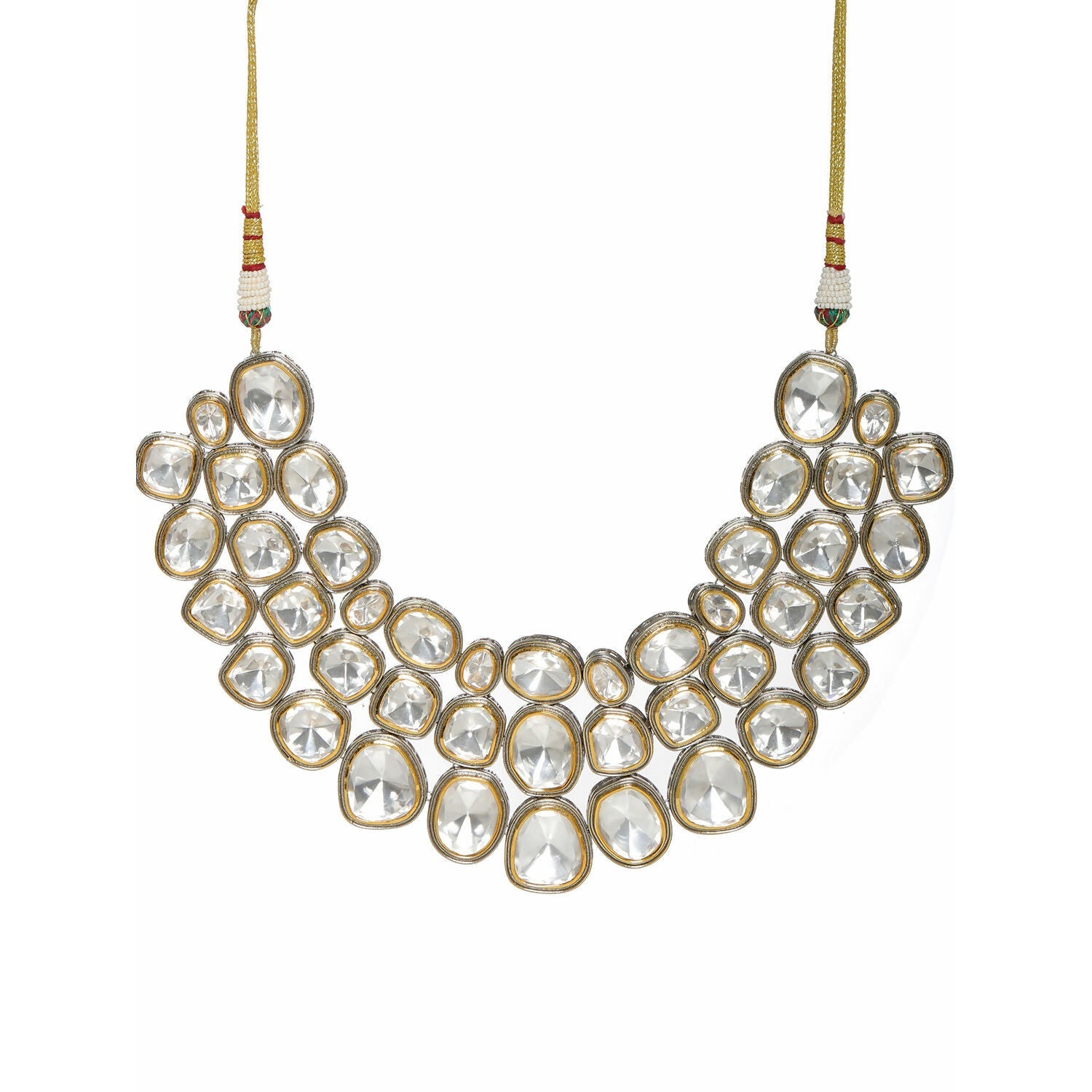 Maharani Layered Choker (Silver) - Ruby Raang | Grocsy