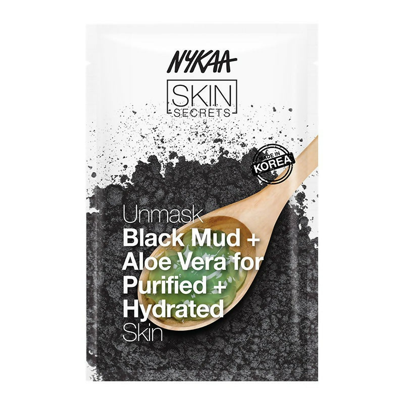 Nykaa Skin Secrets Exotic Indulgence Black Mud + Aloe Vera Sheet Mask For Purified & Hydrated Skin | Grocsy