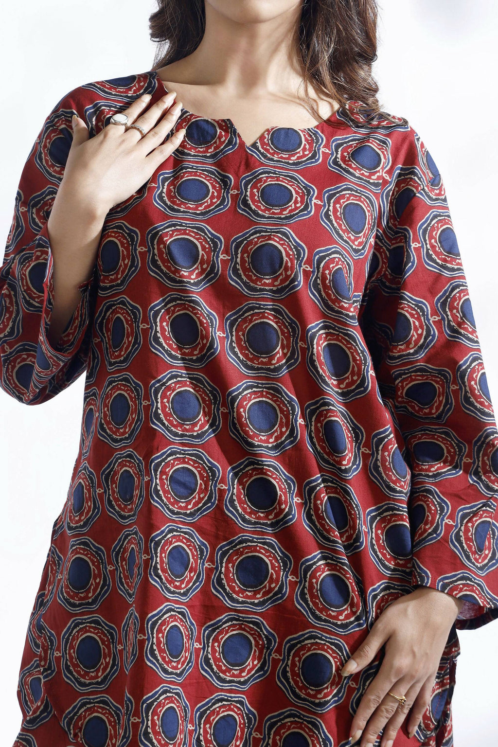 Breathables Abstract Cotton Co-Ord Set – Red | Grocsy