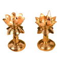 CraftVatika Brass Lotus Shape Pillar Diya Oil Lamp Stand Showpiece | Grocsy