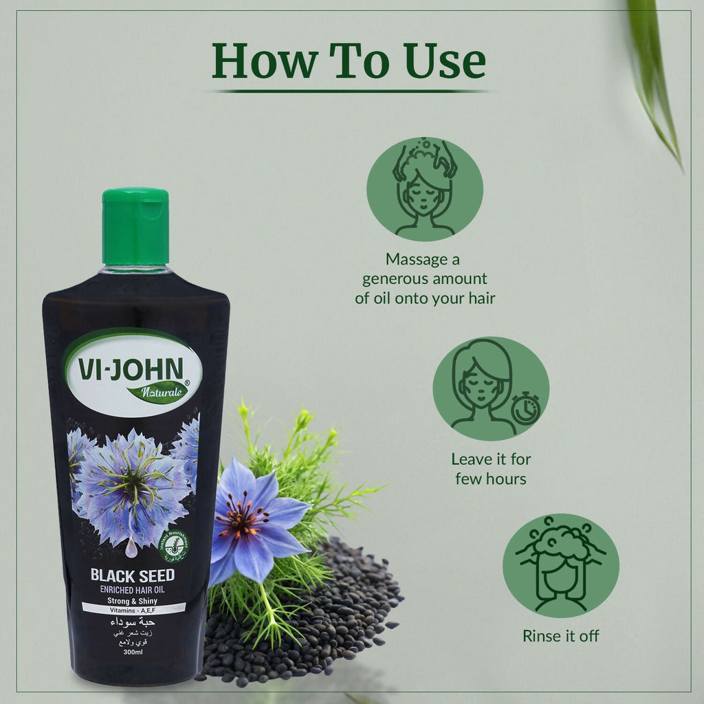 VI-JOHN Naturale Black Seed Enriched Hair Oil Strong & Shiny with Vitamin A.E & F | Grocsy