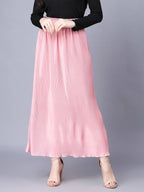 Myshka Chiffon Solid Pink Women Skirt | Grocsy