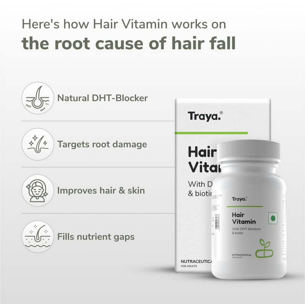 Traya Hair Vitamins with Biotin and Bhringraj Capsules | Grocsy