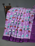 Shades Of Lavender And Purple Pure Munga Cotton Block Print Saree By Gayathri Reddy Designer Studio | Grocsy