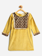 Ahalyaa Mustard Color Digital Print Velvet kids Kurta Palazzo Set For Girls | Grocsy