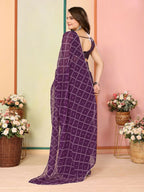 Purple Georgette Designer Printed Ready To Wear Saree - Elite | Grocsy