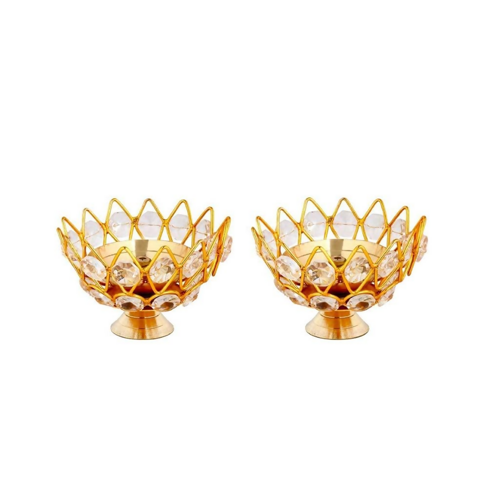 Collectible India Diwali Diya Crystal Round Akhand Diya | Grocsy