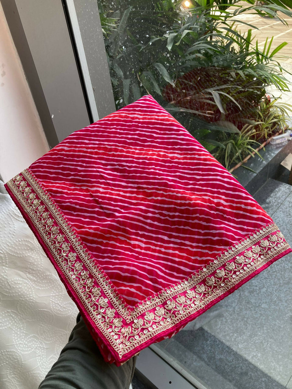 Teeya Creation New Trendy Leheriya Bandhani Georgette Saree For Daily Wear -Pink | Grocsy