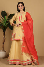 Joban Fashion Beige Taffeta Lehenga Set | Grocsy
