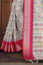 PR Fashion Multi Heavy Rich Cotton Silk Digital Print & Jacquard Saree | Grocsy
