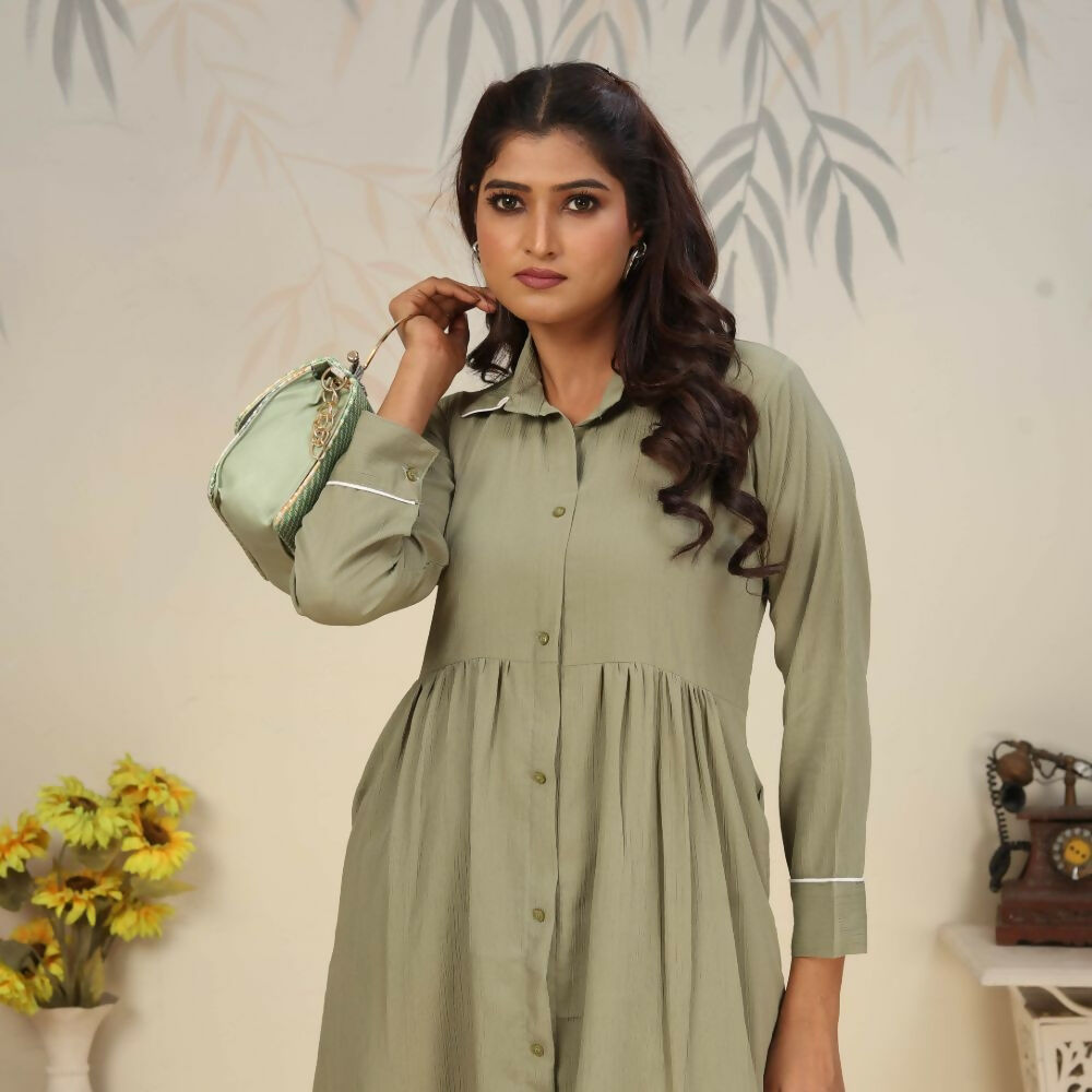 Jyoti Fashion Women's Olive Rinkal Cotton Plain with Side Pocket Kurtis & Sets | Grocsy