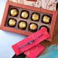 Blue Beads Work Rakhi & Handmade Assorted Chocolate Box Combo | Grocsy