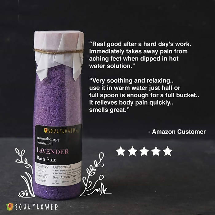 Soulflower Aromatherapy Essential Oil Lavender Bath Salt | Grocsy