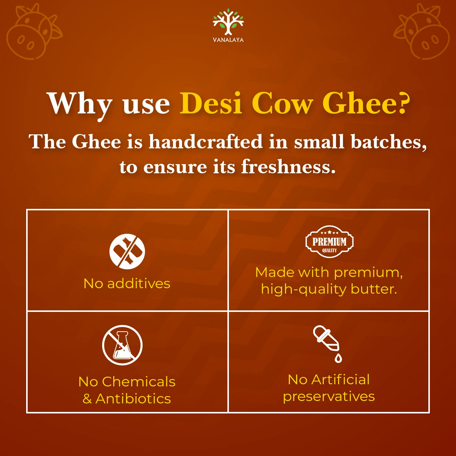 Vanalaya A2 Desi Cow Ghee Prepared By Traditional Bilona Method | Grocsy