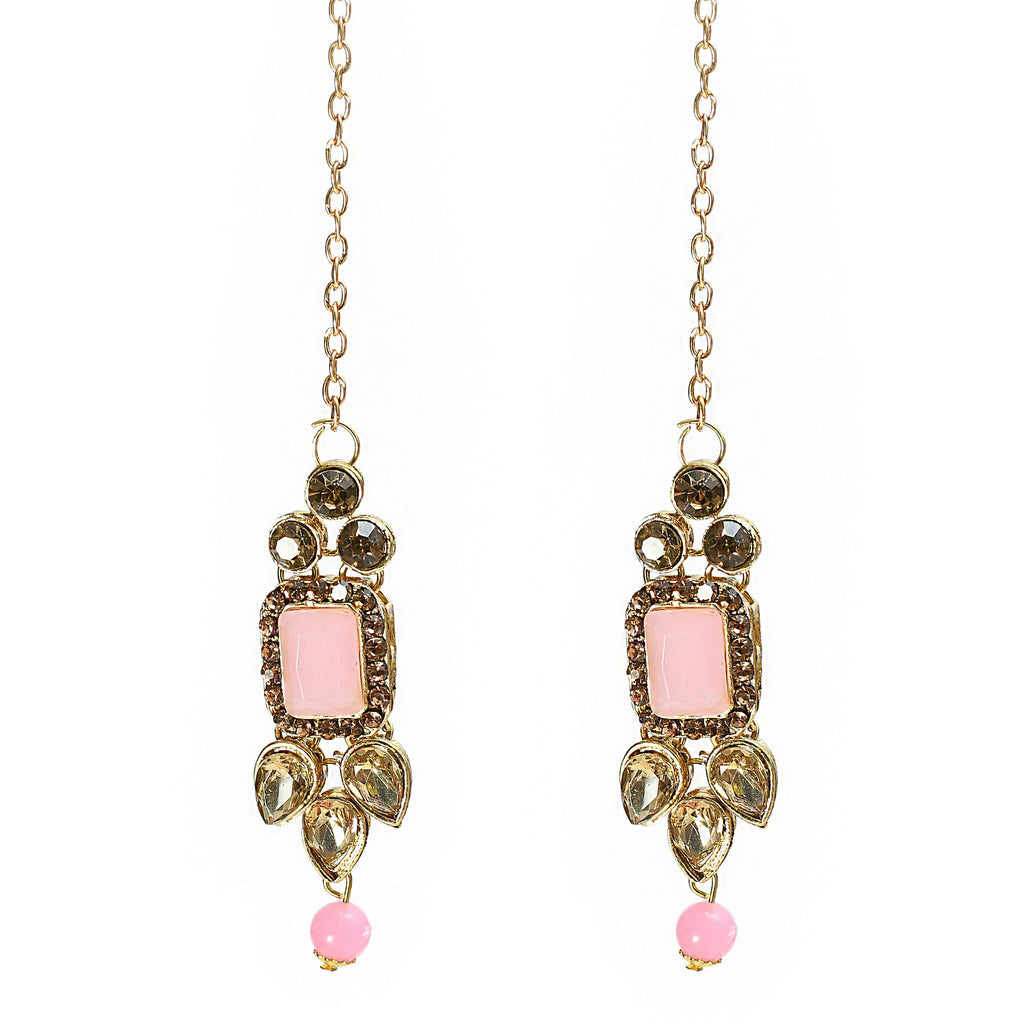 Mominos Fashion Johar Kamal Gold-Polished Brass Finish Kundan/Stone Choker For Women (Baby Pink) | Grocsy
