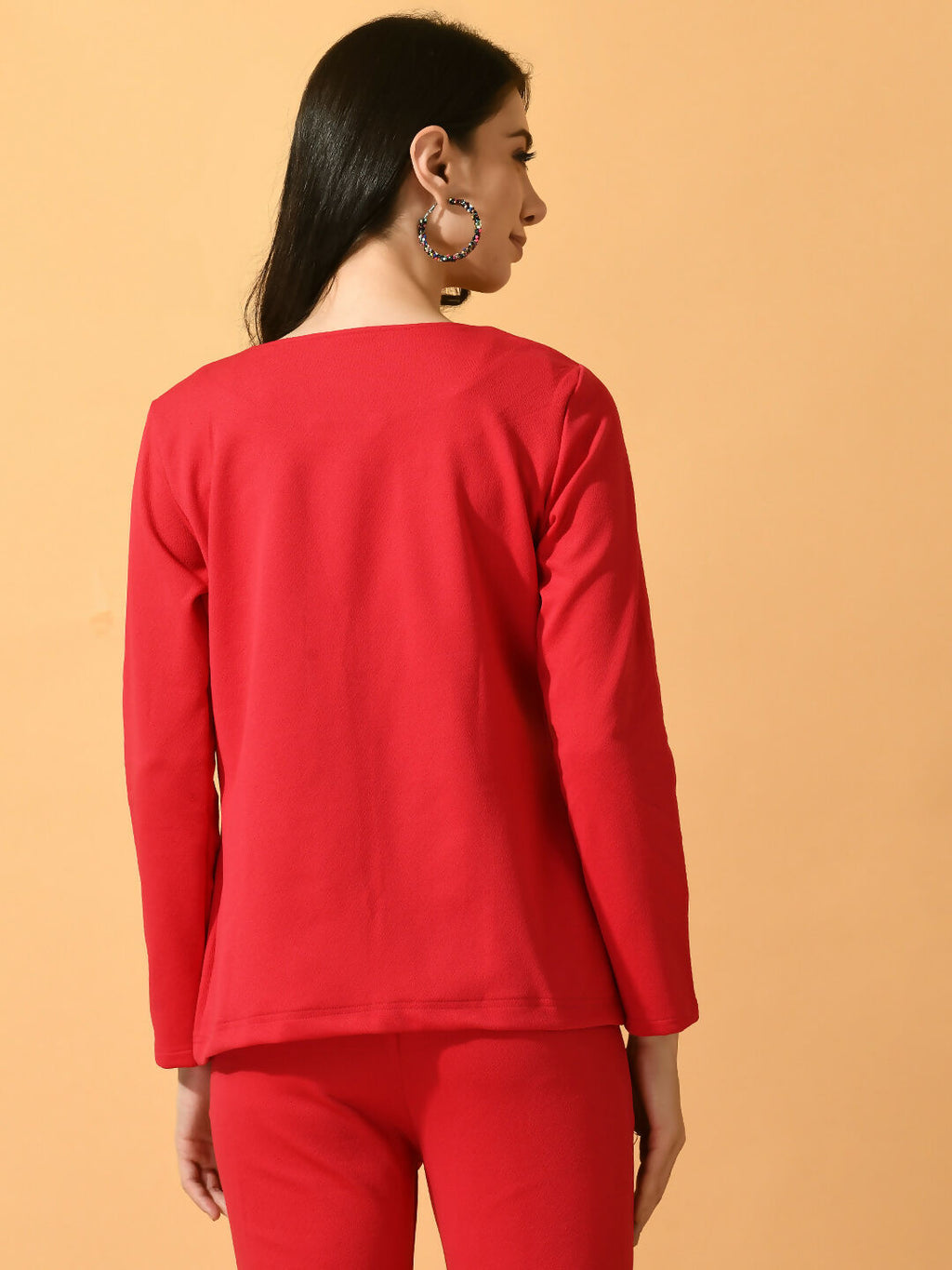 Myshka Women's Pink Solid Coat With Trousers | Grocsy