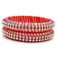 Pink Color Threaded and White Stone Bangles - Set of 2 Bangles | Grocsy