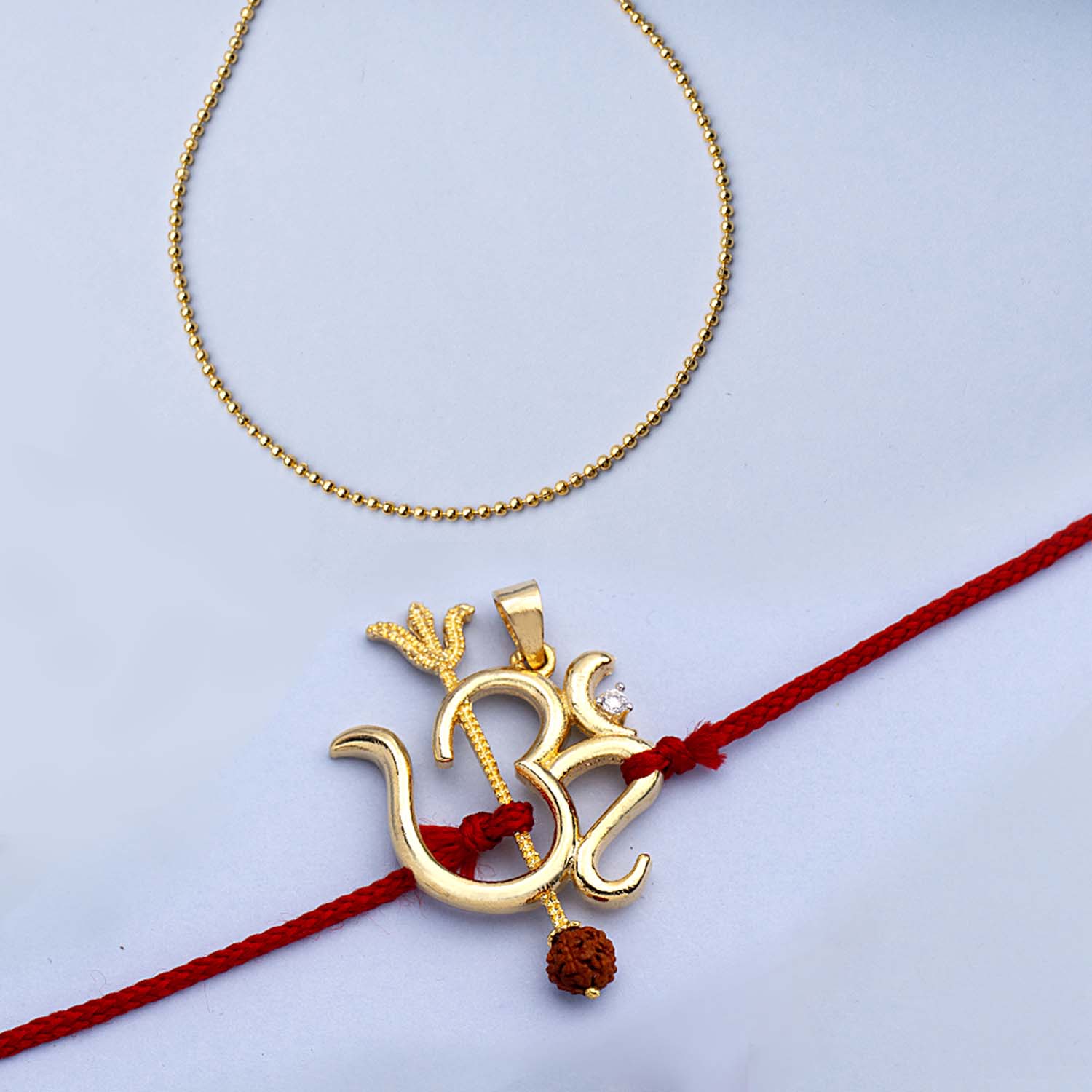 trueBrowns X Voylla Rudraksha Studded 'OM' Rakhi-Pendant | Grocsy