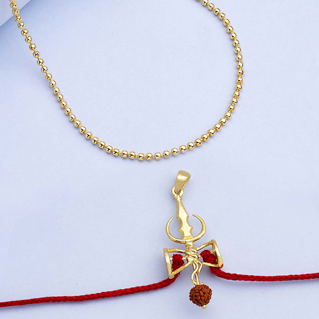 trueBrowns X Voylla Shiva Damru Rudraksha Rakhi-Pendant | Grocsy