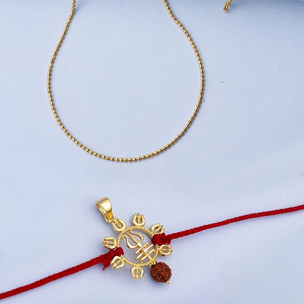 trueBrowns X Voylla Rudraksha Studded Trishul Rakhi-Pendant | Grocsy