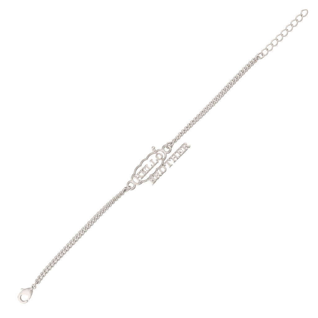 trueBrowns X Voylla Stylish Hello Brother Silver Tone Bracelet Rakhi | Grocsy