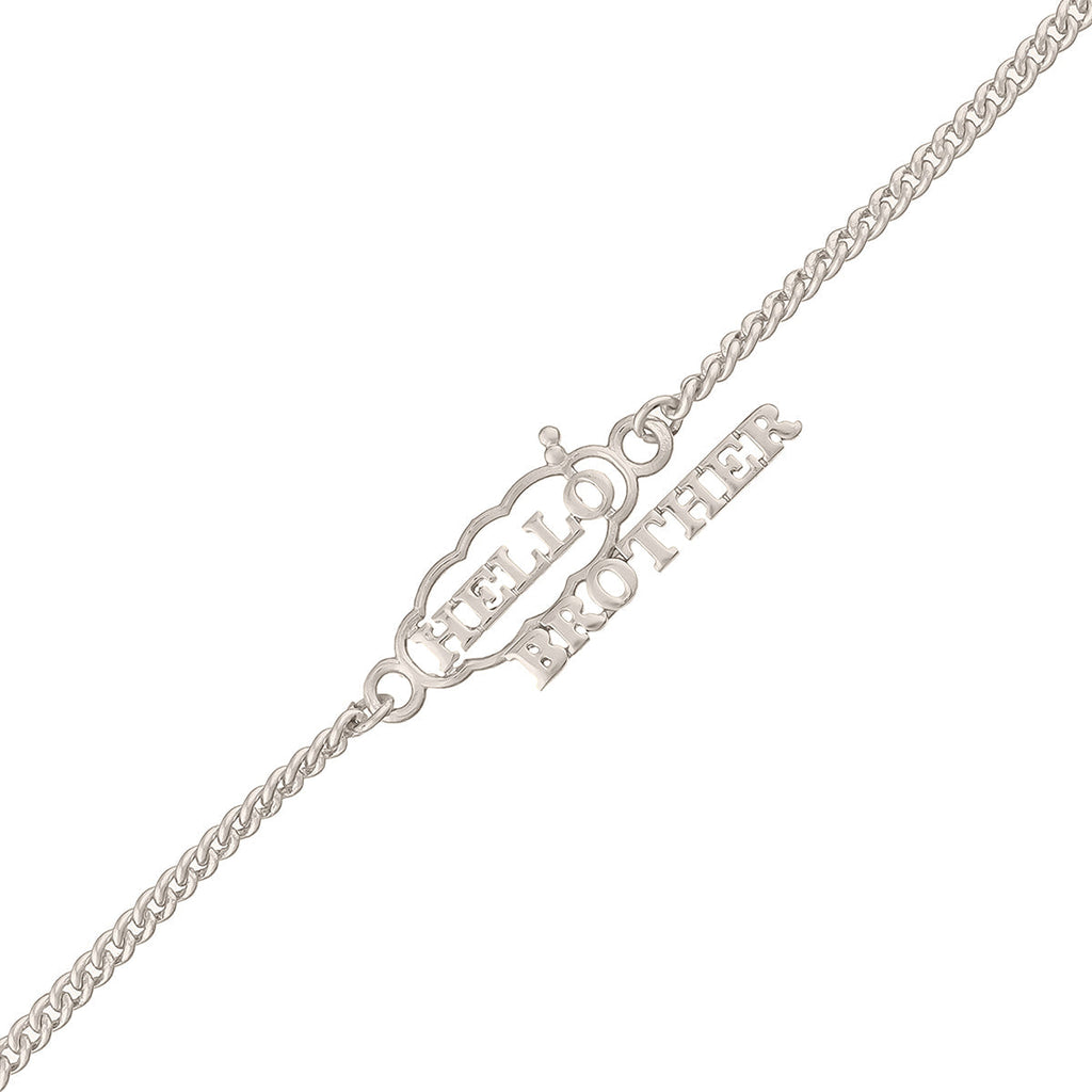 trueBrowns X Voylla Stylish Hello Brother Silver Tone Bracelet Rakhi | Grocsy