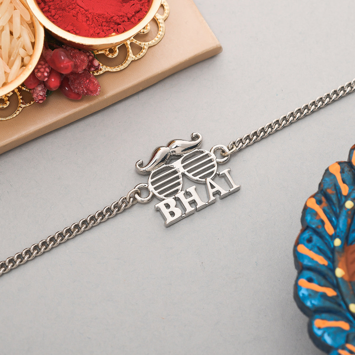 trueBrowns Exclusive Silver Plated BHAI Bracelet Style Rakhi | Grocsy